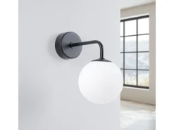 Lámpara De Pared Astral Minimalista De Acero/Vidrio - 1 Fuentes Luminosas - L.10 X A.21 Cm - Negro/Blanco