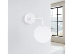 Lámpara De Pared Astral Minimalista De Acero/Vidrio - 1 Fuentes Luminosas - L.10 X A.21 Cm - Blanco