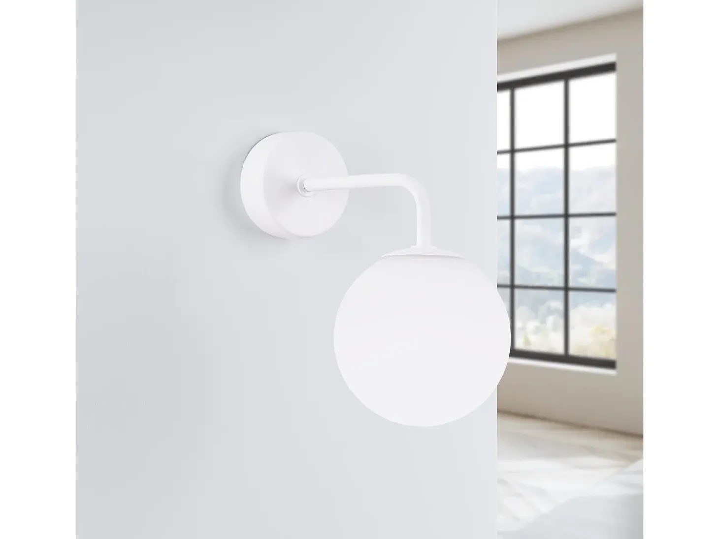 Lámpara De Pared Astral Minimalista De Acero/Vidrio - 1 Fuentes Luminosas - L.10 X A.21 Cm - Blanco