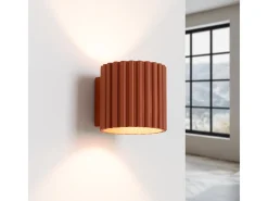 Lámpara De Pared Aura Minimalista De Aluminio - 1 Fuentes Luminosas - L.10 X A.10 Cm - Ocre Rojo
