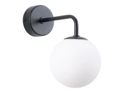 Lámpara de pared Bealy minimalista de acero/vidrio - 1 fuentes luminosas 3000K - L.10 x A.21 cm - negro/blanco