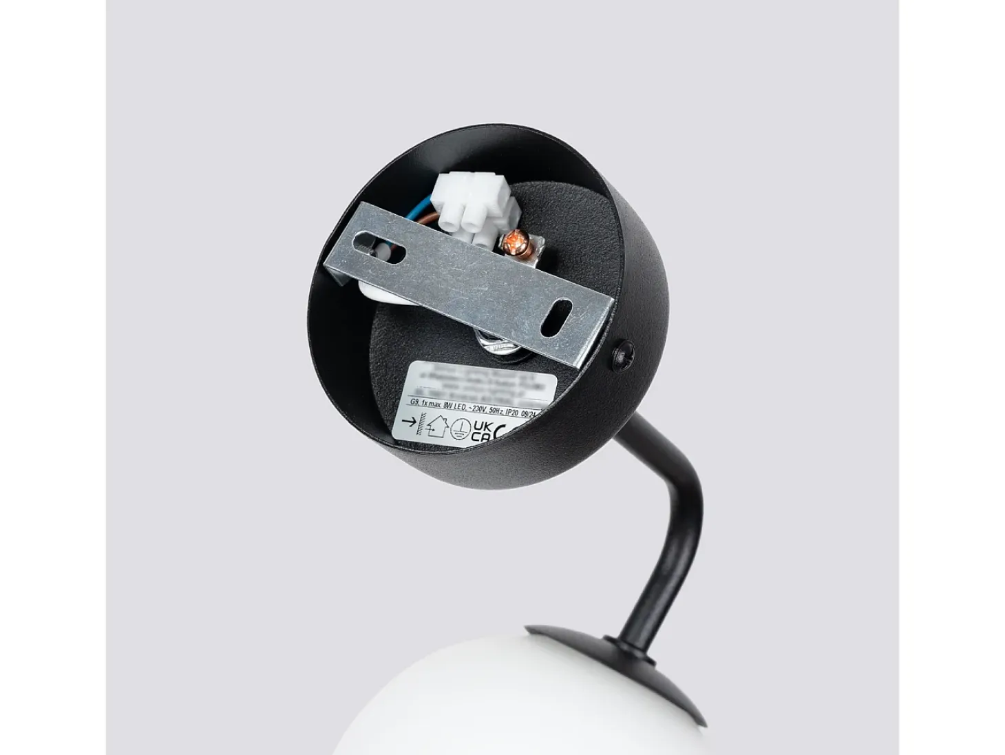 Lámpara de pared Bealy minimalista de acero/vidrio - 1 fuentes luminosas 3000K - L.10 x A.21 cm - negro/blanco