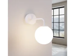 Lámpara de pared Bealy minimalista de acero/vidrio - 1 fuentes luminosas 4000K - L.10 x A.21 cm - blanco