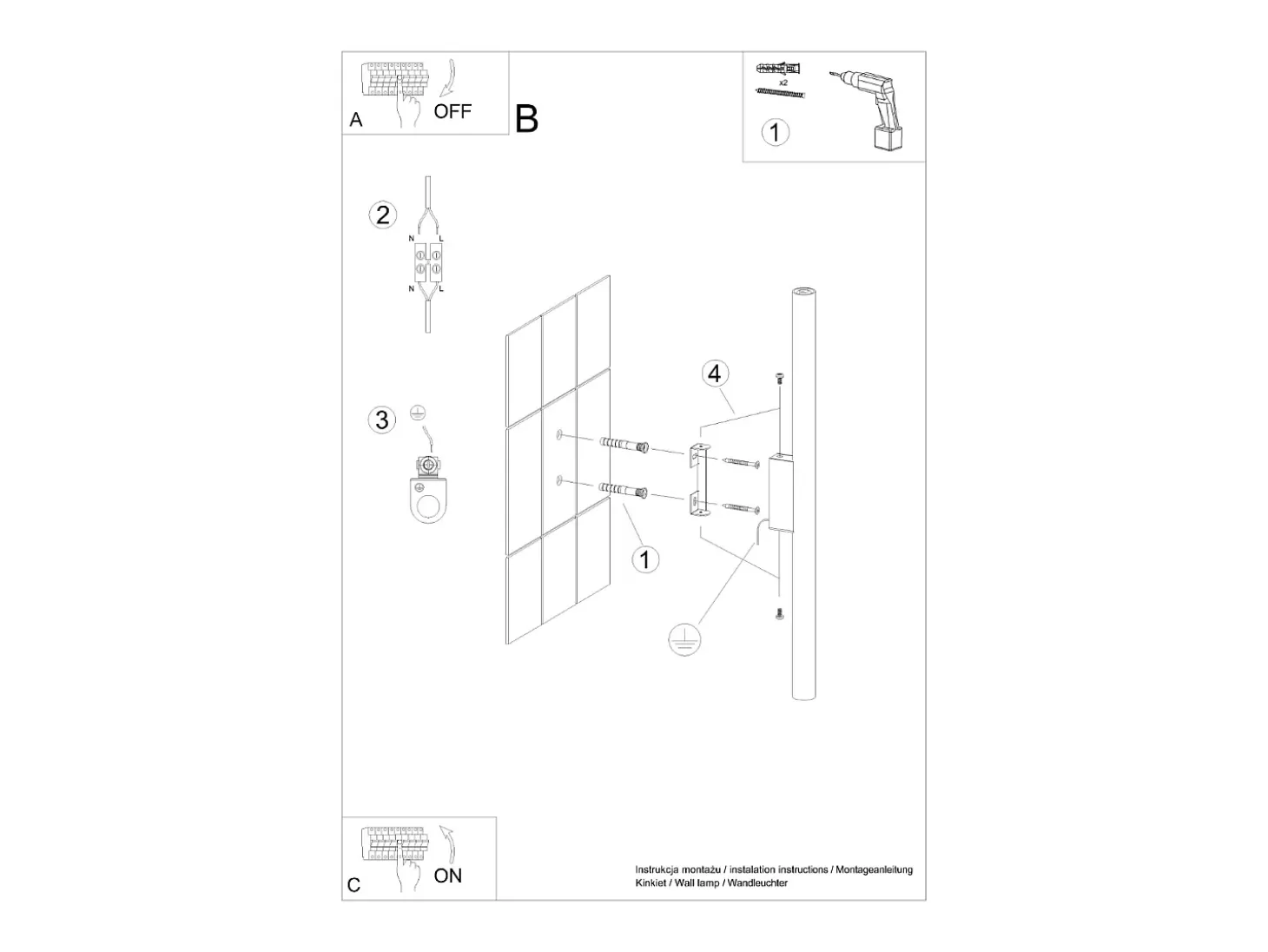 Lámpara de pared Brill moderno de acero - 2 fuentes luminosas 4000K - L.2,5 x A.50 cm - verde oliva