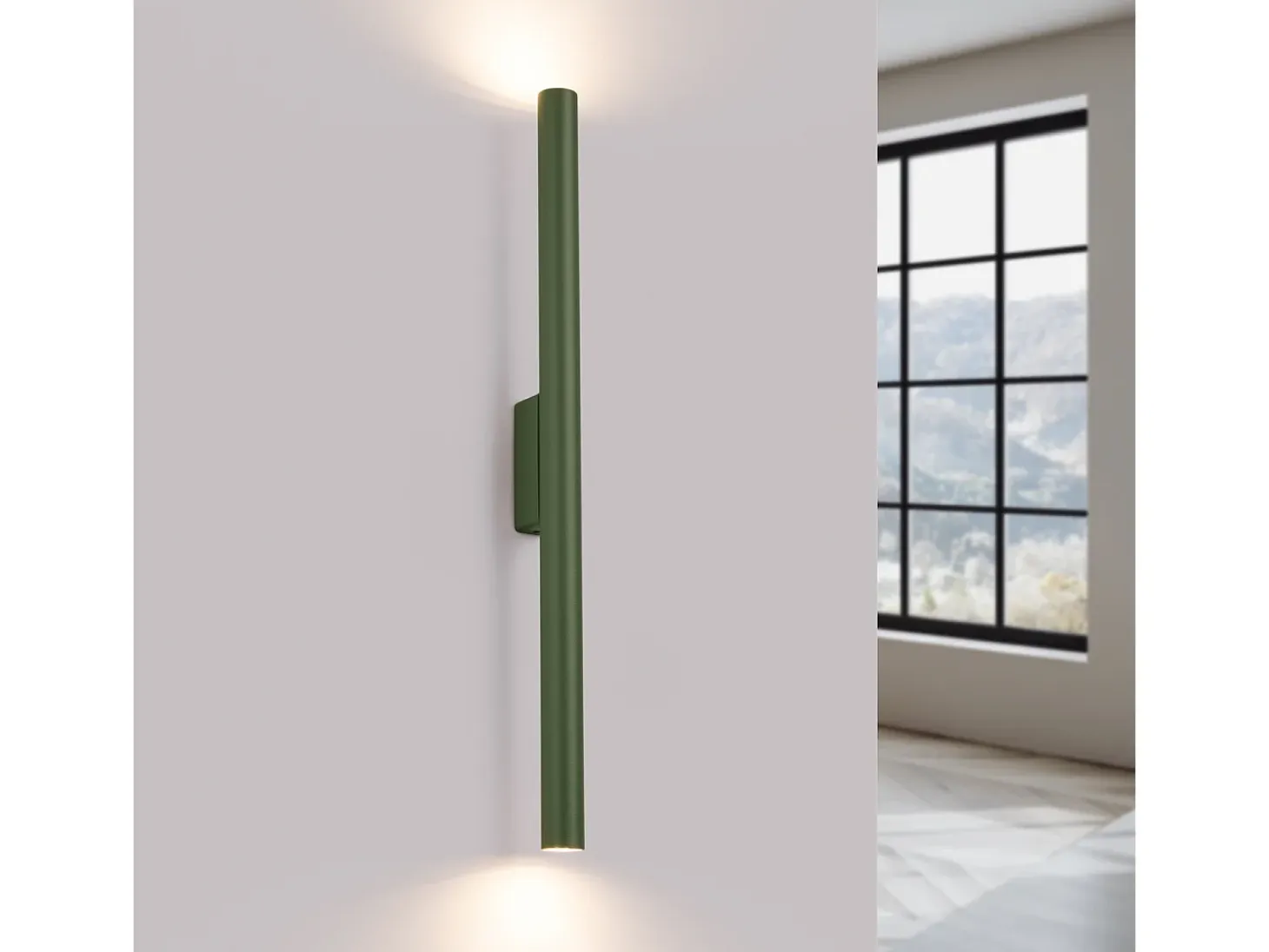 Lámpara de pared Brill moderno de acero - 2 fuentes luminosas 4000K - L.2,5 x A.50 cm - verde oliva