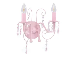 Lámpara de pared con cuentas rosa con 2 bombillas E14 ES610410