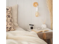 Lámpara de Pared de Madera y Metal Jedali Blanco