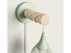 Lámpara de Pared de Madera y Metal Monah Verde Celadón
