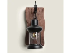 Lámpara de Pared de Madera y Metal Fanala Negro