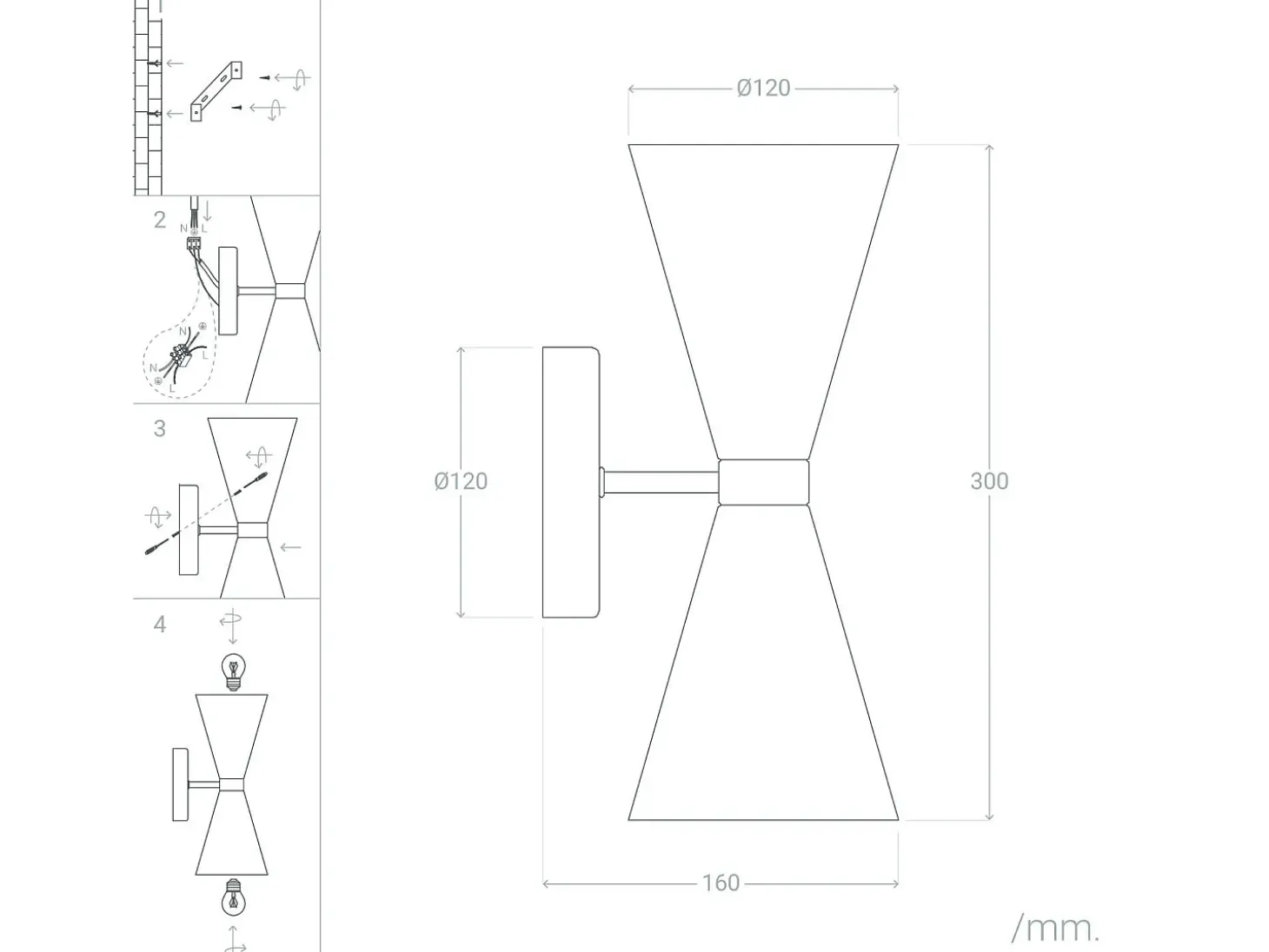 Lámpara de Pared de Metal Kusini Blanco