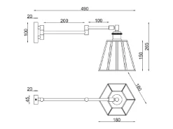 Lámpara de Pared de Metal y Cristal Brontom Dorado