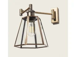 Lámpara de Pared de Metal y Cristal Brontom Dorado