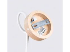 Lámpara De Pared Ember Minimalista De Acero/Madera - 1 Fuentes Luminosas - L.10 X A.24 Cm - Blanco/Madera Natural