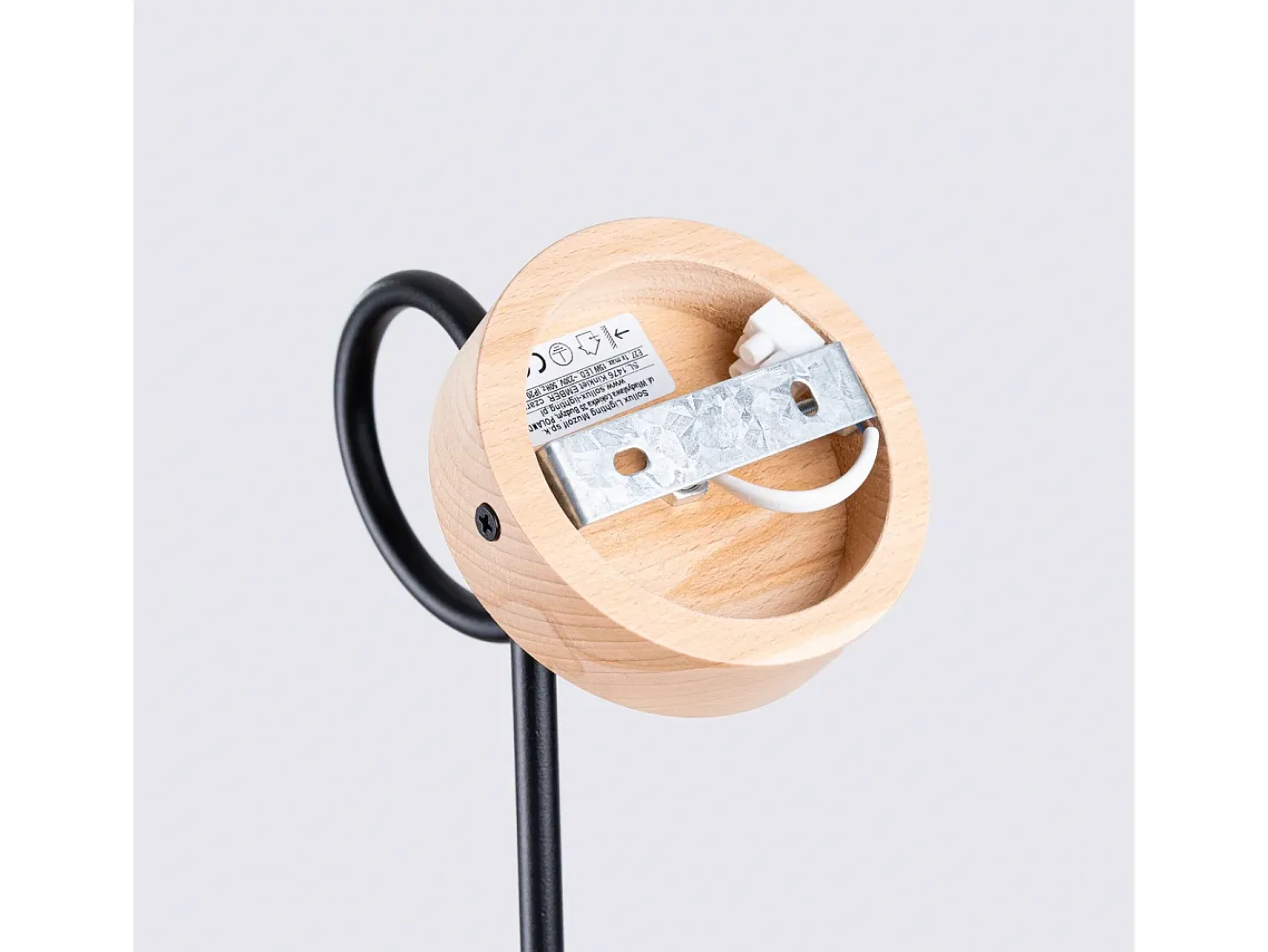 Lámpara De Pared Ember Minimalista De Acero/Madera - 1 Fuentes Luminosas - L.10 X A.24 Cm - Negro/Madera Natural