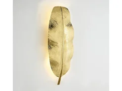 Lámpara de pared en forma de hoja de plátano de metal dorado Aura Alt. 91 cm