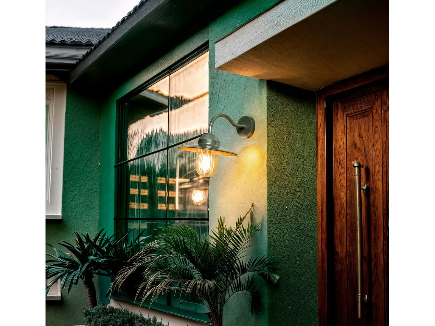 Lámpara de Pared Exterior Aluminio Adaoua Verde