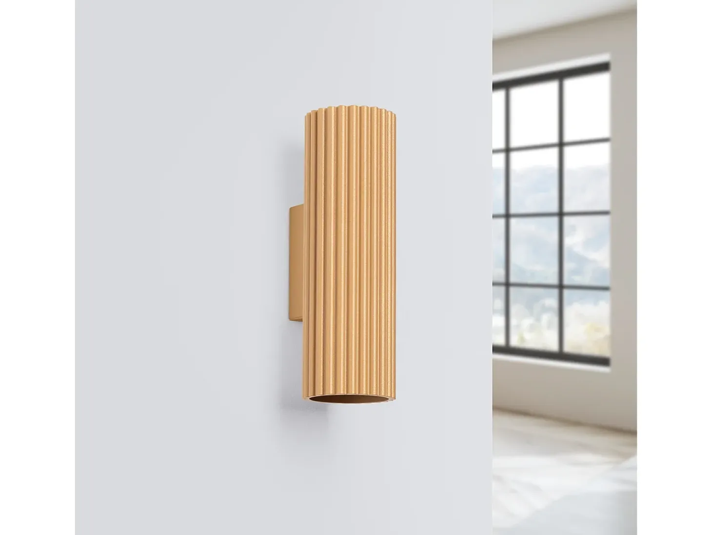 Lámpara de pared Gloow minimalista de aluminio - 2 fuentes luminosas 3000K - L.6,5 x A.20 cm - dorado