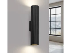 Lámpara de pared Gloow minimalista de aluminio - 2 fuentes luminosas 4000K - L.6,5 x A.30 cm - negro