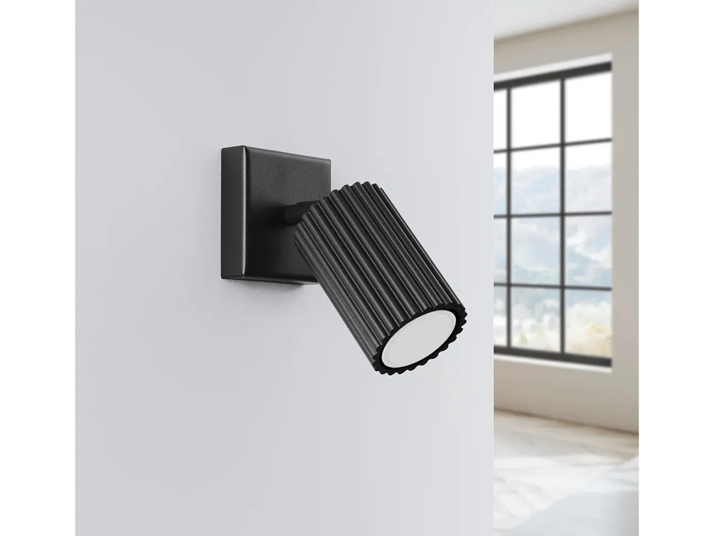 Lámpara de pared Gloow minimalista de aluminio - 1 fuentes luminosas 3000K - L.8 x A.8 cm - negro