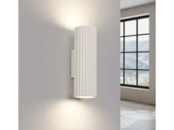 Lámpara de pared Gloow minimalista de aluminio - 2 fuentes luminosas 4000K - L.6,5 x A.20 cm - beige
