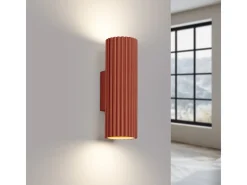 Lámpara de pared Gloow minimalista de aluminio - 2 fuentes luminosas 4000K - L.6,5 x A.20 cm - ocre rojo