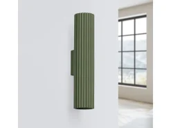 Lámpara de pared Gloow minimalista de aluminio - 2 fuentes luminosas 3000K - L.6,5 x A.30 cm - verde oliva