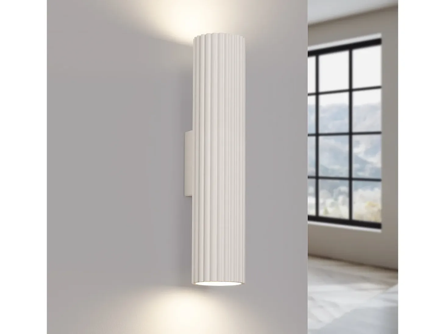 Lámpara de pared Gloow minimalista de aluminio - 2 fuentes luminosas 4000K - L.6,5 x A.30 cm - beige