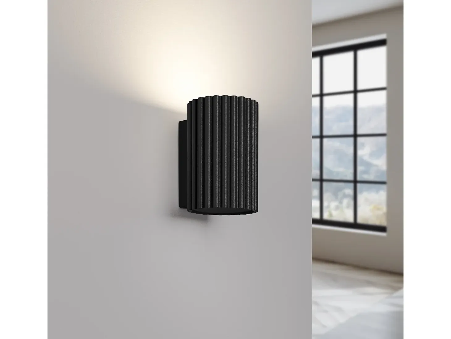 Lámpara de pared Gloow minimalista de aluminio - 1 fuentes luminosas 3000K - L.6,5 x A.10 cm - negro