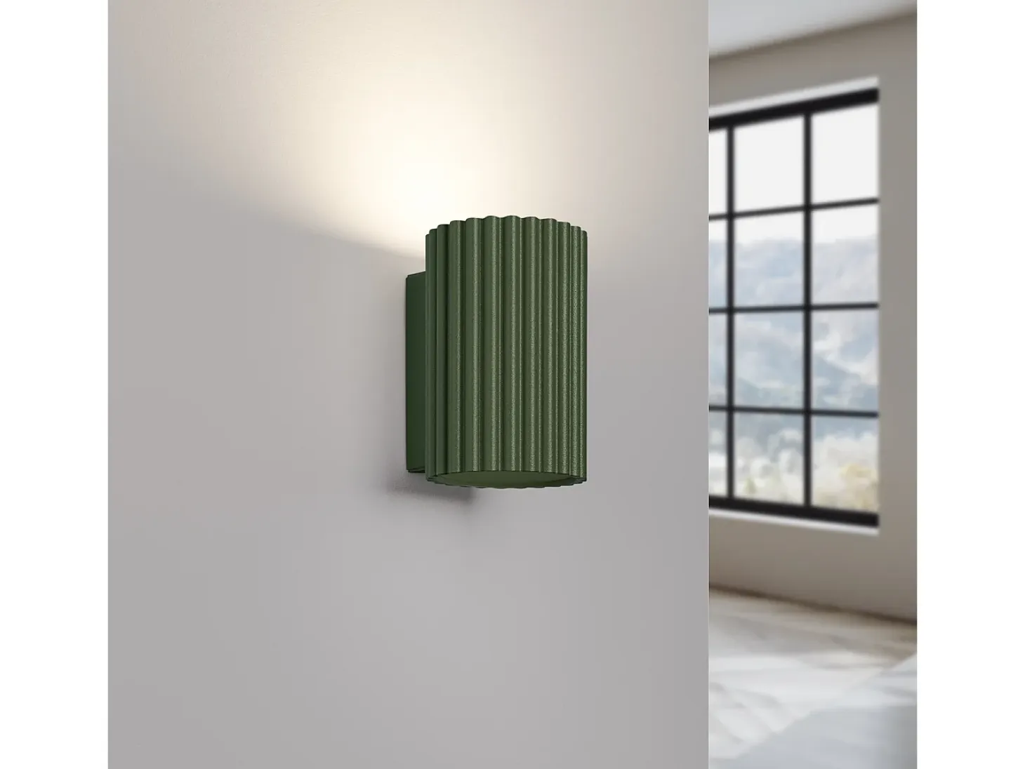 Lámpara de pared Gloow minimalista de aluminio - 1 fuentes luminosas 3000K - L.6,5 x A.10 cm - verde oliva
