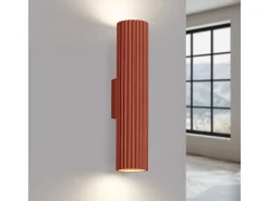 Lámpara de pared Gloow minimalista de aluminio - 2 fuentes luminosas 4000K - L.6,5 x A.30 cm - ocre rojo