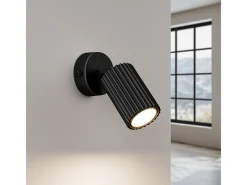 Lámpara de pared Gloow minimalista de aluminio - 1 fuentes luminosas 4000K - L.8 x A.16 cm - negro