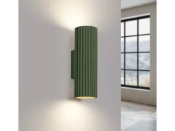 Lámpara de pared Gloow minimalista de aluminio - 2 fuentes luminosas 4000K - L.6,5 x A.20 cm - verde oliva