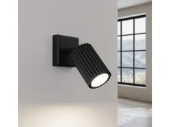 Lámpara de pared Gloow minimalista de aluminio - 1 fuentes luminosas 4000K - L.8 x A.8 cm - negro