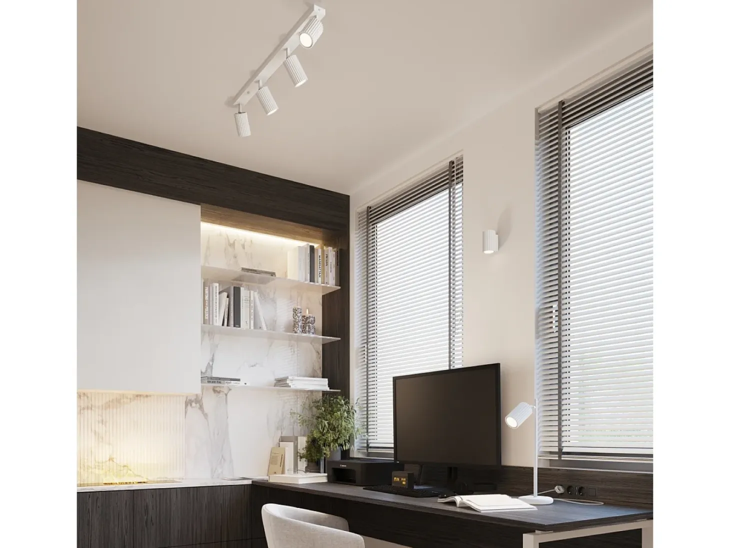 Lámpara de pared Gloow minimalista de aluminio - 1 fuentes luminosas 3000K - L.6,5 x A.10 cm - blanco