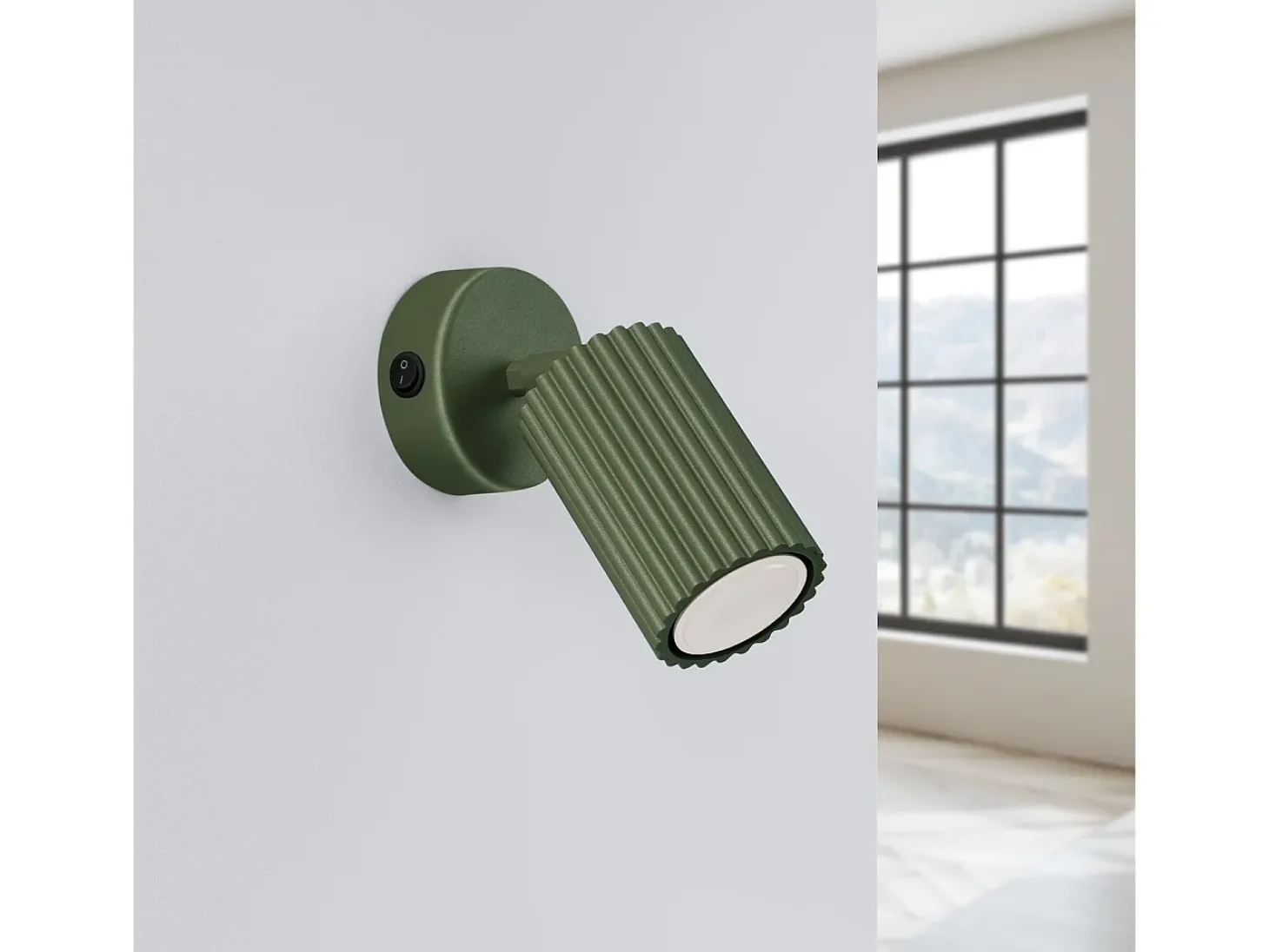 Lámpara de pared Gloow minimalista de aluminio - 1 fuentes luminosas 3000K - L.8 x A.16 cm - verde oliva
