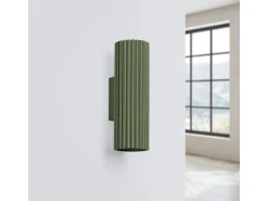 Lámpara de pared Gloow minimalista de aluminio - 2 fuentes luminosas 3000K - L.6,5 x A.20 cm - verde oliva