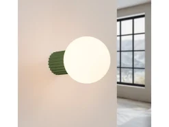 Lámpara De Pared Halo Moderno De Aluminio/Vidrio - 1 Fuentes Luminosas - L.12 X A.12 Cm - Verde Oliva