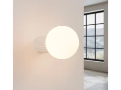 Lámpara De Pared Halo Moderno De Aluminio/Vidrio - 1 Fuentes Luminosas - L.12 X A.12 Cm - Beige