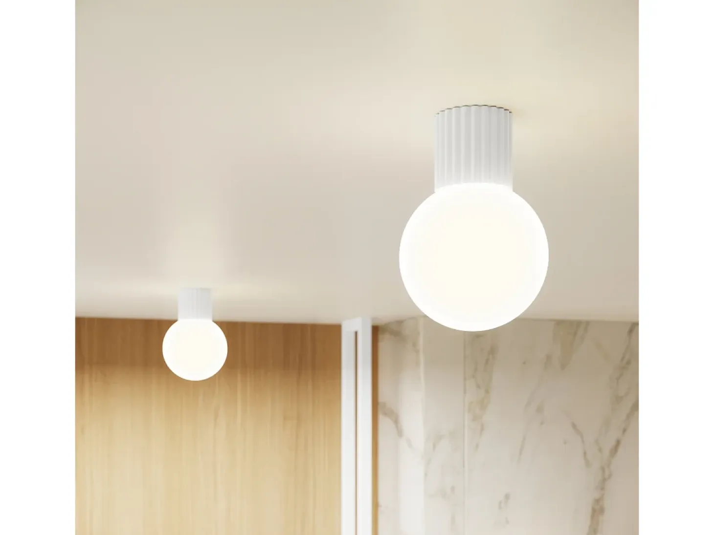 Lámpara De Pared Halo Moderno De Aluminio/Vidrio - 1 Fuentes Luminosas - L.12 X A.12 Cm - Blanco
