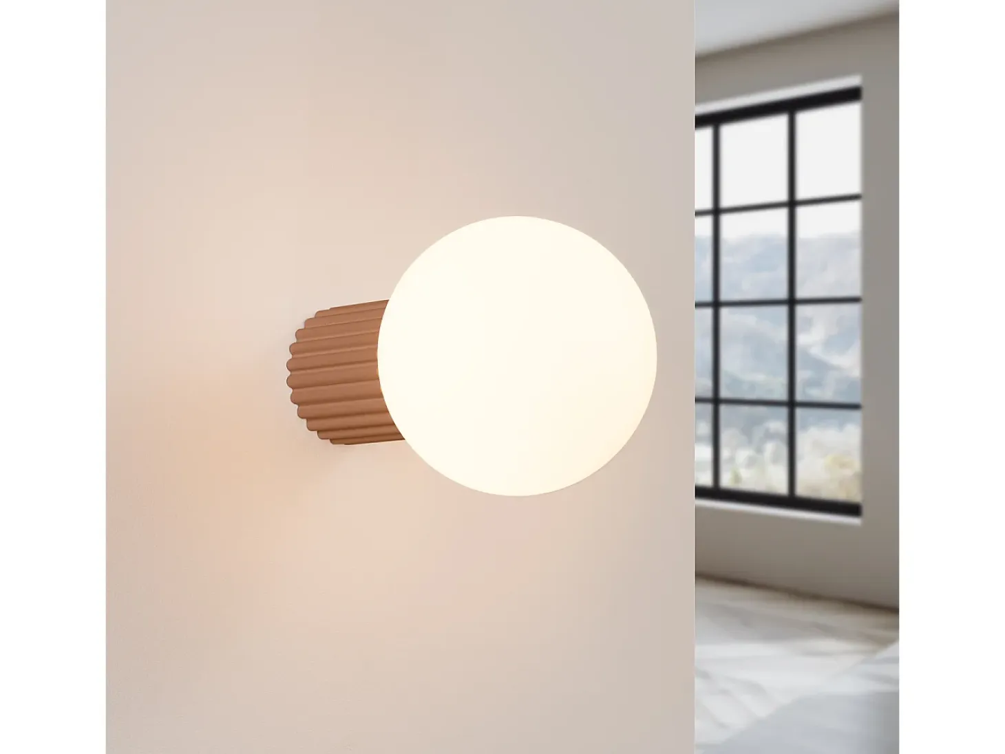 Lámpara De Pared Halo Moderno De Aluminio/Vidrio - 1 Fuentes Luminosas - L.12 X A.12 Cm - Moca