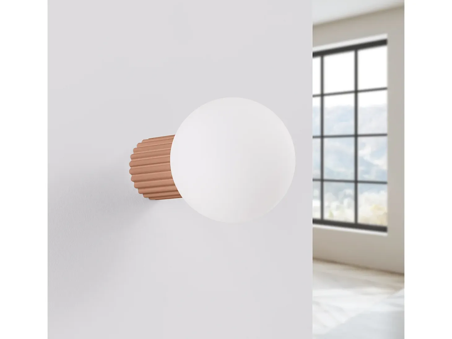 Lámpara De Pared Halo Moderno De Aluminio/Vidrio - 1 Fuentes Luminosas - L.12 X A.12 Cm - Moca