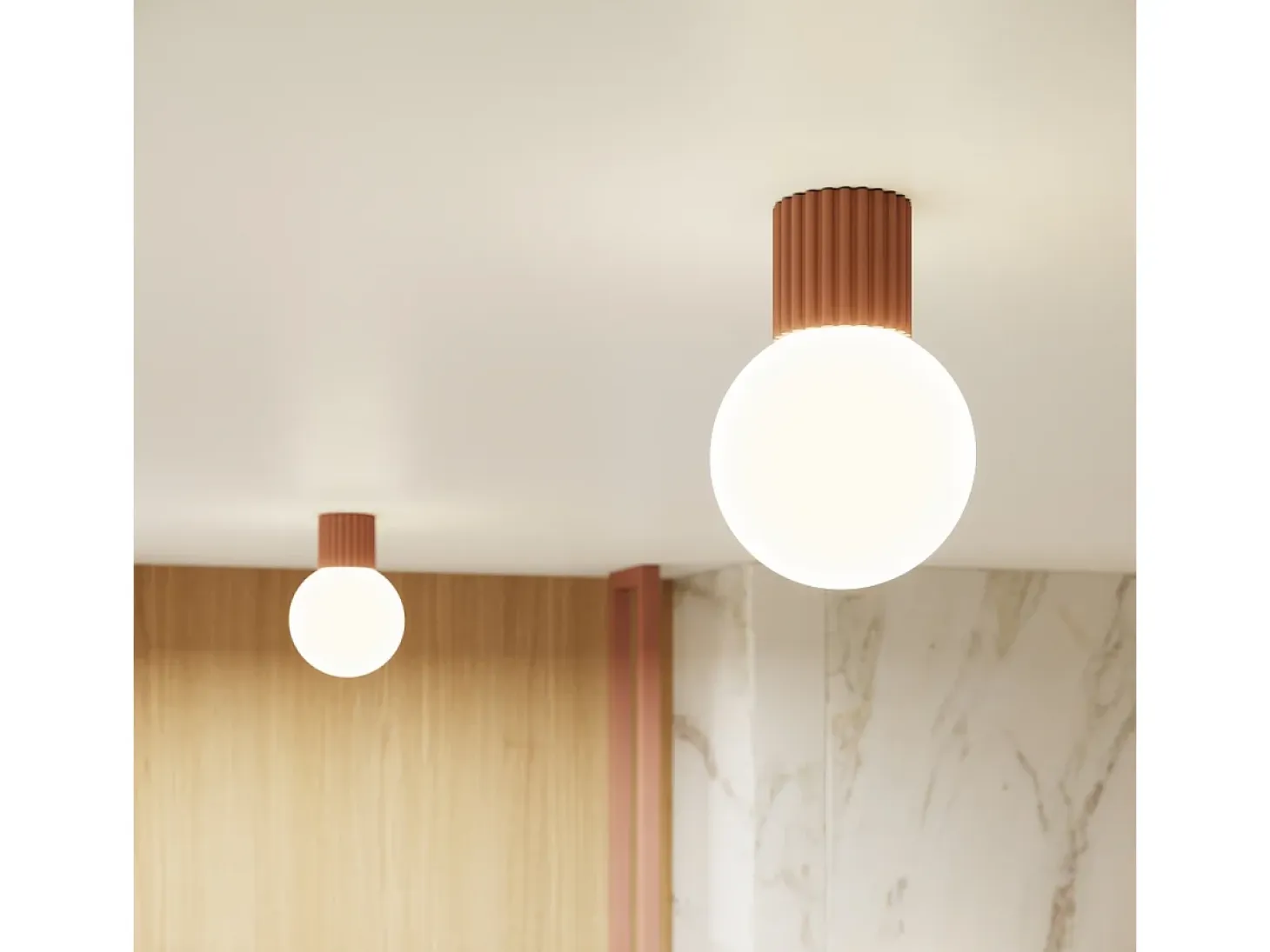 Lámpara De Pared Halo Moderno De Aluminio/Vidrio - 1 Fuentes Luminosas - L.12 X A.12 Cm - Moca