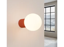 Lámpara De Pared Halo Moderno De Aluminio/Vidrio - 1 Fuentes Luminosas - L.12 X A.12 Cm - Ocre Rojo