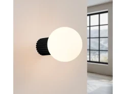 Lámpara De Pared Halo Moderno De Aluminio/Vidrio - 1 Fuentes Luminosas - L.12 X A.12 Cm - Negro