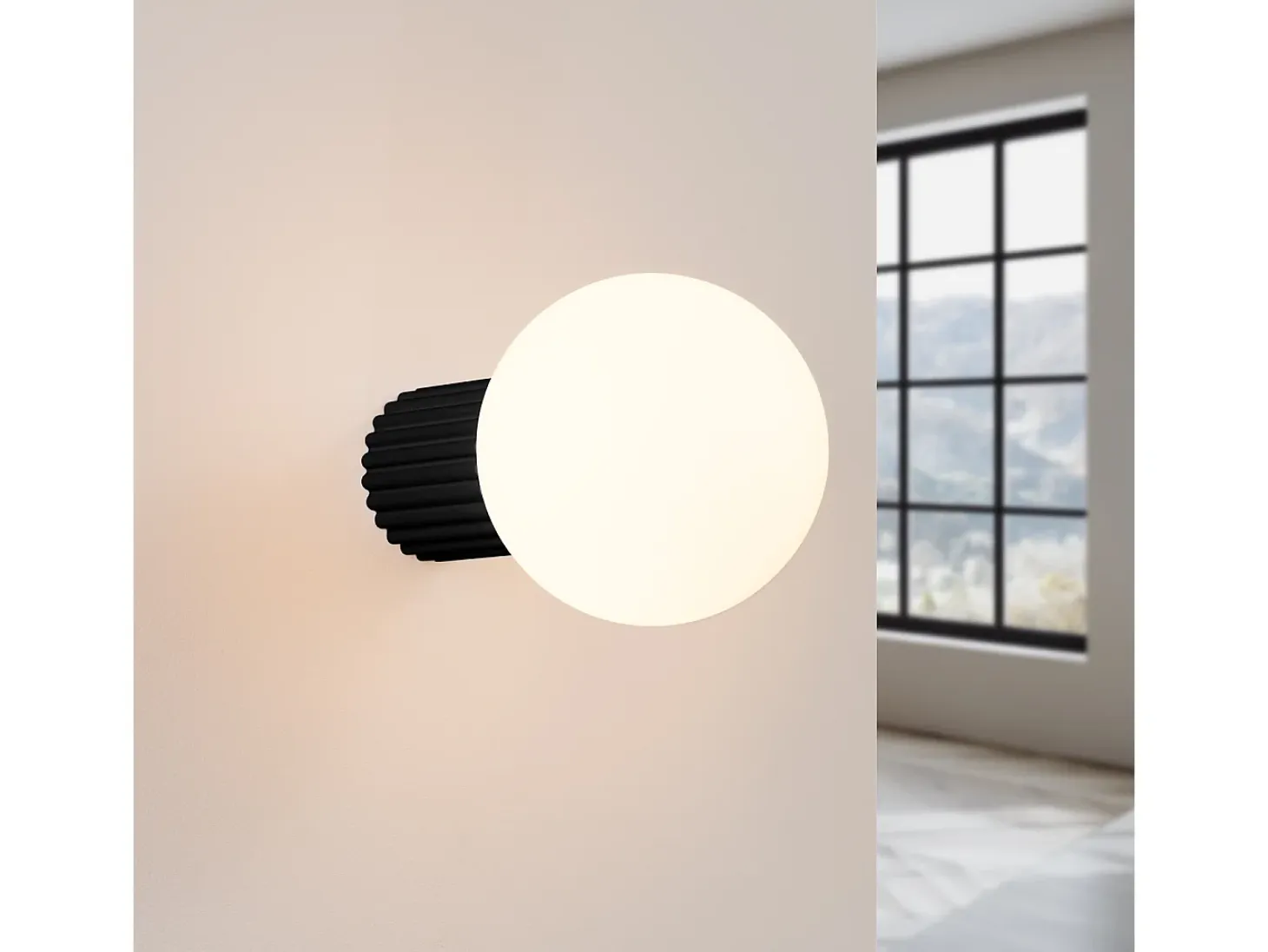 Lámpara De Pared Halo Moderno De Aluminio/Vidrio - 1 Fuentes Luminosas - L.12 X A.12 Cm - Negro