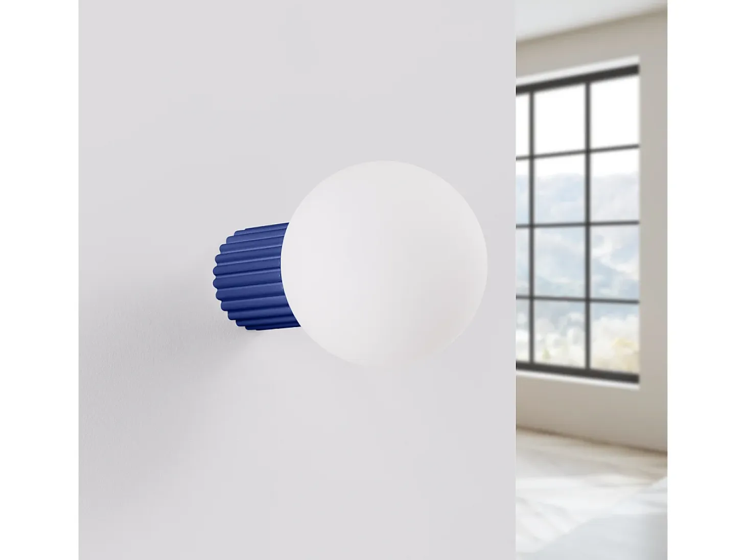 Lámpara De Pared Halo Moderno De Aluminio/Vidrio - 1 Fuentes Luminosas - L.12 X A.12 Cm - Ultramarino