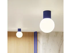 Lámpara De Pared Halo Moderno De Aluminio/Vidrio - 1 Fuentes Luminosas - L.12 X A.12 Cm - Ultramarino