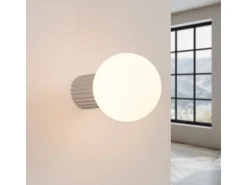 Lámpara De Pared Halo Moderno De Aluminio/Vidrio - 1 Fuentes Luminosas - L.12 X A.12 Cm - Gris Pardo