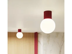 Lámpara De Pared Halo Moderno De Aluminio/Vidrio - 1 Fuentes Luminosas - L.12 X A.12 Cm - Borgoña