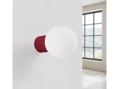 Lámpara De Pared Halo Moderno De Aluminio/Vidrio - 1 Fuentes Luminosas - L.12 X A.12 Cm - Borgoña
